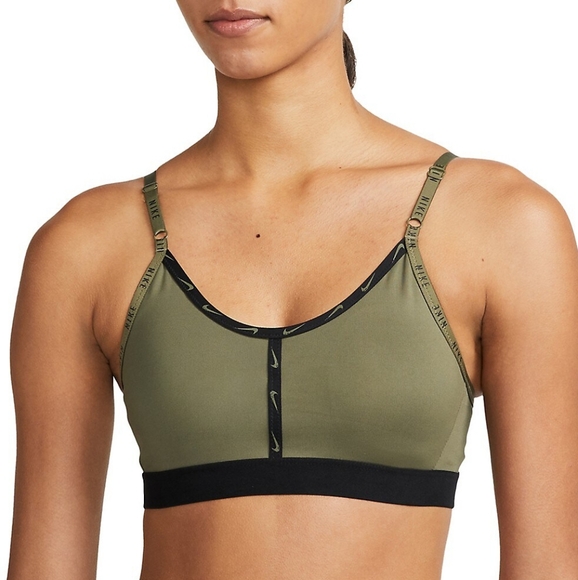 NikeIndy Logo-Tape Sports Bra olive green - Picture 1 of 6